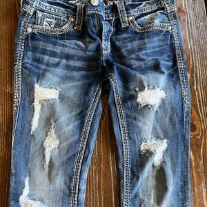 Rock Revival Blue Distressed Boot Cut Jeans